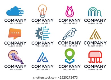 colección de logotipos de tecnología Abstractas. logotipos abstractos. Diseño de iconos . Ilustración vectorial