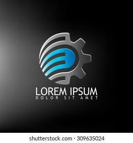 Abstract technology logotype at background and example of text