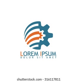 Abstract technology logotype at background and example of text