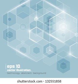 Abstract technology lowpoly background. Vector illustration. Used effect transparency layers of lights and shapes