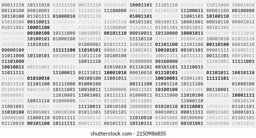 Abstract Technology Machine Code Background. Random Binary Hexadecimal Code. Matrix with Digits. Vector Illustration. Hacking, Cryptography, Malware, Reverse Engineering, Data Analysis Backdrop.