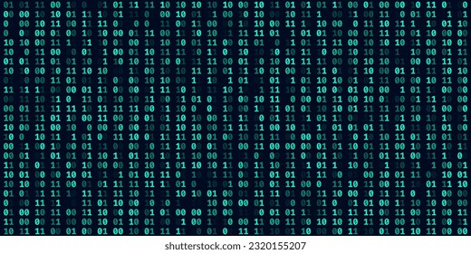 Resumen del fondo del código de máquina de la tecnología. Código Hexadecimal binario aleatorio. Matriz con dígitos. Ilustración vectorial. Hacking, Criptografía, Malware, Ingeniería Inversa, Análisis de Datos.