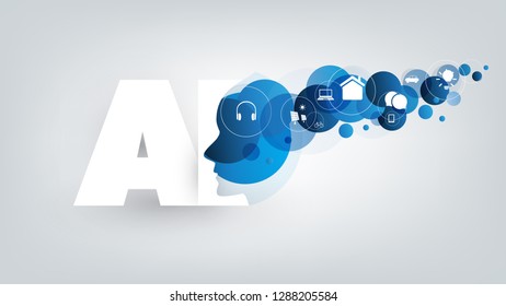 Abstract Technology, Machine Learning, Artificial Intelligence, Cloud Computing, Automated Support Assistance Design Concept