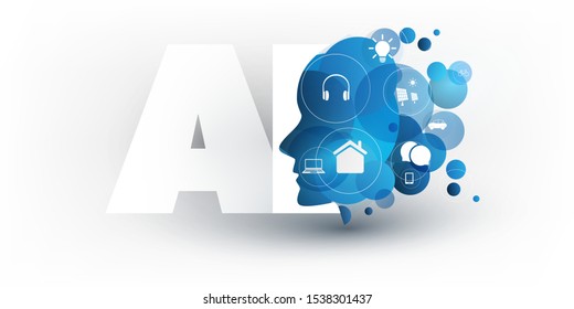 Abstract Technology, Machine Learning, Artificial Intelligence, Cloud Computing, Automated Online Support Assistance Design Concept