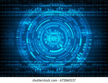 Abstract technology Malware Ransomware virus encrypted files on binary code and gear blue background. Vector illustration cybercrime and cyber security concept.