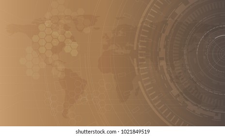 Abstract technology Map and circles background.