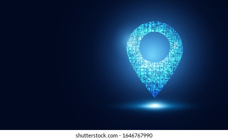 abstract technology Map pin low poly Futuristic glowing Gps Modern design future background.vector illustration