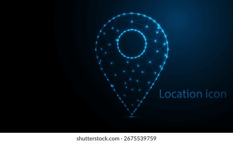 Tecnología Abstractas Mapa pin de baja poli GPS brillante futurista Diseño moderno futuro de fondo. Concepto de localización de viajes y turismo con efecto 3D. Ilustración vectorial.