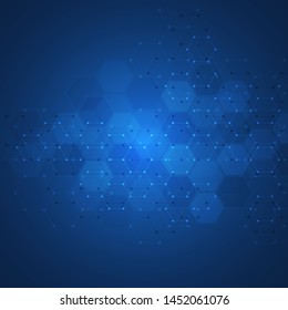 Abstract technology or medical background with hexagon pattern. Shape of hexagonal grid. Concepts and ideas for healthcare technology, innovation medicine, health, science. Vector illustration