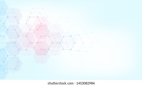 Abstract technology or medical background with hexagon pattern. Shape of hexagonal grid. Concepts and ideas for healthcare technology, innovation medicine, health, science. Vector illustration