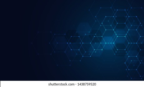 Abstract technology or medical background with hexagons shape pattern. Concepts and ideas for healthcare technology, innovation medicine, health, science and research. Vector illustration