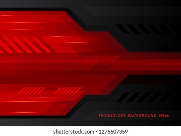 Abstract technology metallic red black contrast tech innovation background. Vector illustration