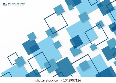 Abstract technology modern blue square geometric pattern background. You can use for ad, poster, corporate presentation, annual report, cover design. illustration vector eps10