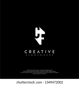 abstract technology modern CF logo letter in shadow shape design concept