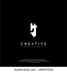 abstract technology modern CJ logo letter in shadow shape design concept