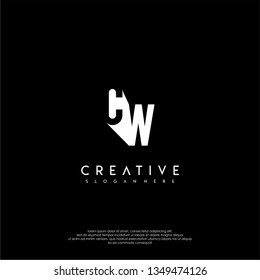 abstract technology modern CW logo letter in shadow shape design concept