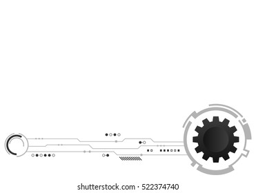 Abstract technology modern futuristic background, black and white, vector illustration