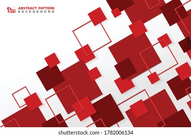 Abstract technology modern red square geometric pattern background. You can use for ad, poster, corporate presentation, annual report, cover design. illustration vector eps10