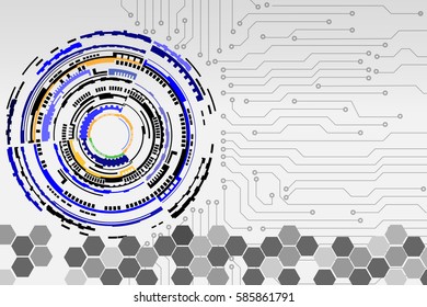 Abstract Technology Multi Color On Gray Screen Vector Background