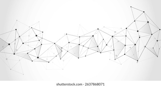 Abstract technology Network background with polygonal shapes on white Vector nodes, digital connection, science technology, data structure, layout, connected points, web.