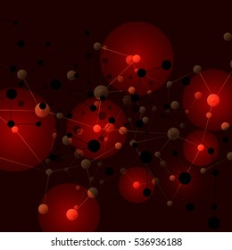 Abstract technology network concept on red background