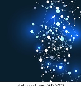 Abstract technology network concept on blue background.