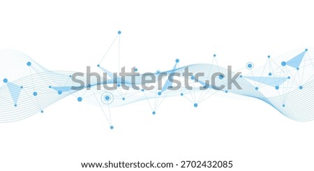 Abstract technology network connection with lines and dots. Big data visualization. Suitable for science, medical. Vector illustration