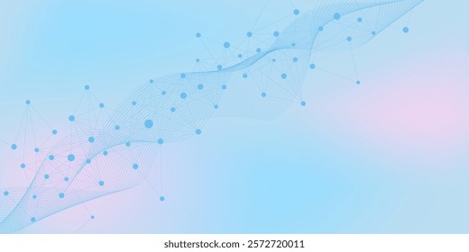 Abstract technology network connection points and lines. Digital technology background big data analysis, genetic engineering, science and technology design concept. Vector illustration