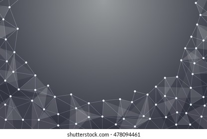 Abstract technology network link with circle on gray color background (vector)