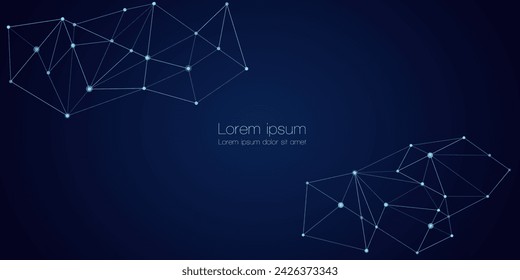 Abstract technology Network nodes, digital connection polygonal shapes, vector background. Science, technology, data structure, connected points, web.