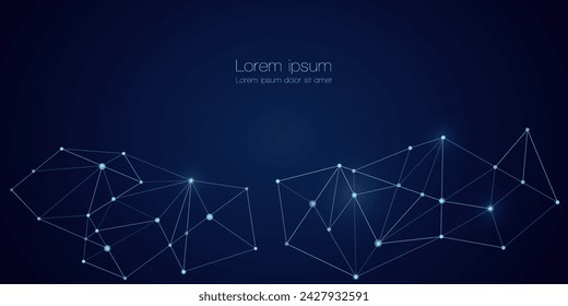 Abstract technology Network nodes, digital connection polygonal shapes, vector background. Science, technology, data structure, connected points, web.