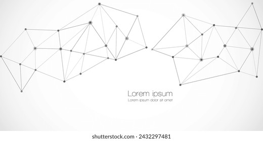 Abstract technology Network nodes, digital connection background with polygonal shapes on white Vector. science technology, data structure, connected points, web.