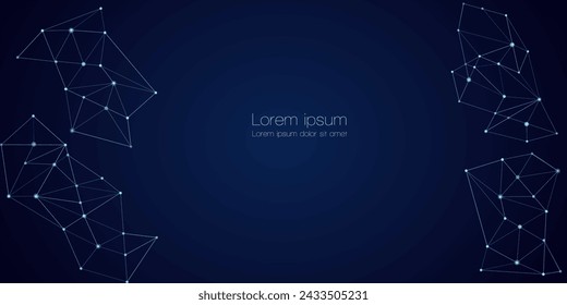 Abstract technology Network nodes, digital connection polygonal shapes, vector background. Science, technology, data structure, connected points, web.