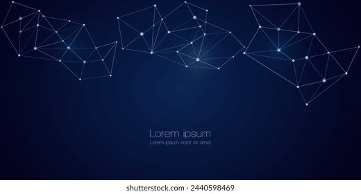 Abstract technology Network nodes, digital connection polygonal shapes, vector background. Science, technology, data structure, connected points, web.