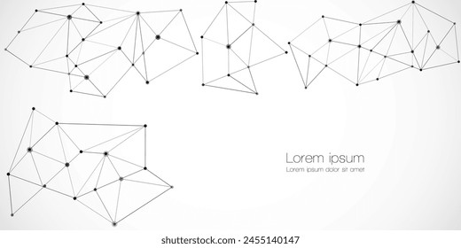 Abstract technology Network nodes, digital connection background with polygonal shapes on white Vector. science technology, data structure, connected points, web.