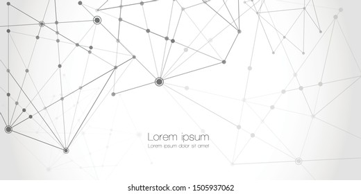 Abstract technology Network nodes with polygonal shapes on white Vector background. Connection science and futuristic technology, digital structure, connected points, web.