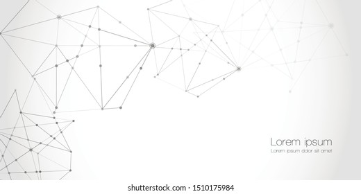 Abstract technology Network nodes with polygonal shapes on white Vector background. Connection science and futuristic technology, digital structure, connected points, web.