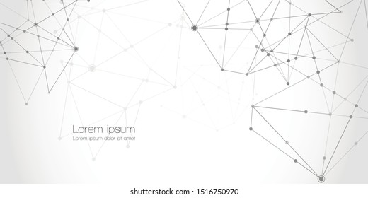 Abstract technology Network nodes with polygonal shapes on white Vector background. Connection science and futuristic technology, digital structure, connected points, web.