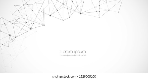 Abstract technology network nodes with polygonal shapes vector background. Connection science and futuristic technology, digital structure, connected points, web. - Vector