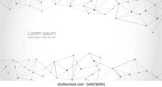 Tecnología abstracta Nodos de red con formas poligonales sobre fondo vectorial digital blanco. Ciencia de la conexión y tecnología futurista, estructura digital, puntos conectados, web.