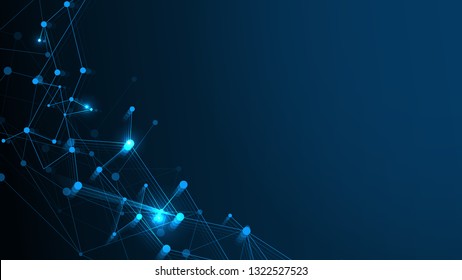 Abstract Technology Network Structure Background. Futuristic Plexus Effect or Molecules Structure with Polygonal Elements. Digital Computer Geometric Connection Structure Background.