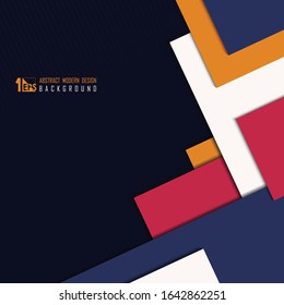 Abstract of technology overlap color square layers pattern on dark blue background. Decorate for cover, headline, artwork, template design, print. illustration vector eps10