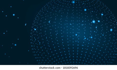 Abstract technology particle background. Big data, artificial intelligence, music hud. Blockchain and cryptocurrency. Vector