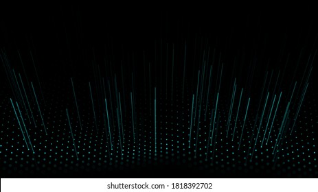 Abstract technology particle background. Big data, artificial intelligence, music hud. Blockchain and cryptocurrency. Vector