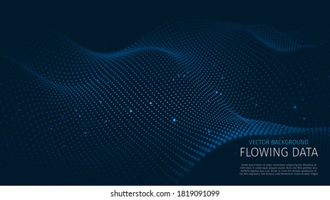Abstract technology particle background. Big data, artificial intelligence, music hud. Blockchain and cryptocurrency. Vector