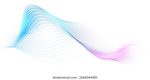 Tecnologia abstrata de fundo de onda de partículas. Ilustração vetorial de design moderno.
