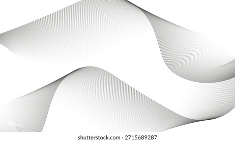 tecnologia abstrata partículas linhas malha fundo. Fundo abstrato escuro com onda brilhante. Linhas de ondas cinzentas abstratas em plano de fundo transparente.Vetor abstrato colorido fluindo linhas de ondas isoladas