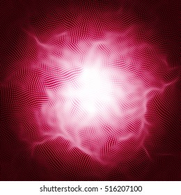 Abstract technology pattern with multiple dot particles. Colorful space burst background. Vector futuristic illustration. Digital galaxy illustration. Infinite space wallpaper.