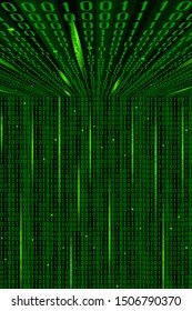 Abstract Technology Pattern. Stream of  Binary Computer Code. Computer Matrix Background. Cyberspace. Vector. 3D Illustration