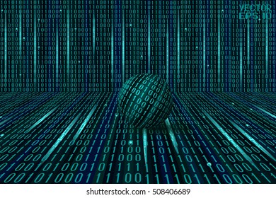 Abstract Technology Pattern. Stream of  Binary Computer Code. Computer Matrix Background. Vector. 3d Illustration